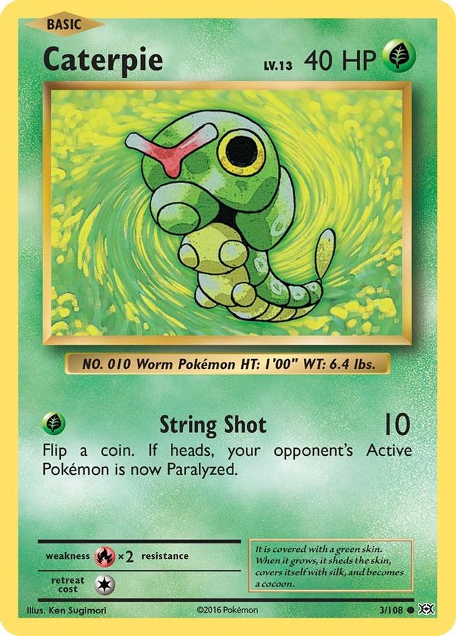 Buy Pokemon cards Australia - Caterpie Reverse Holo 3/108 - Premium Raw Card from Monster Mart - Pokémon Card Emporium - Shop now at Monster Mart - Pokémon Cards Australia. Evolutions, New 8 Apr, XY