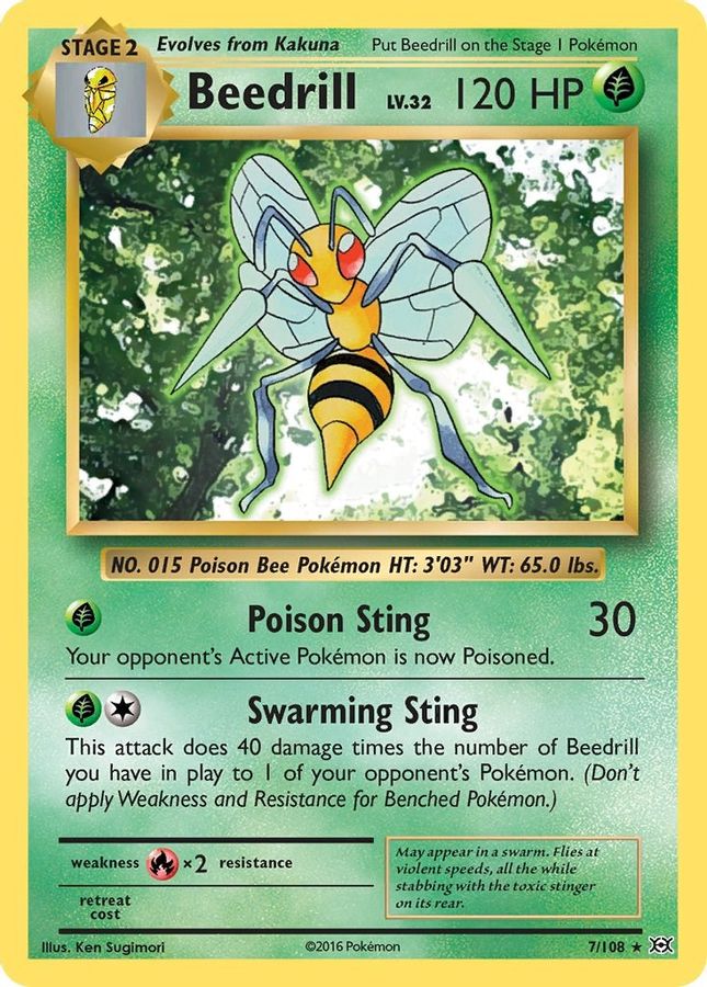 Buy Pokemon cards Australia - Beedrill 7/108 Reverse Holo - Premium Raw Card from Monster Mart - Pokémon Card Emporium - Shop now at Monster Mart - Pokémon Cards Australia. Evolutions, NEW 7 Jun, XY