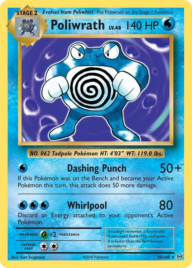 Buy Pokemon cards Australia - Poliwrath LV.48 Reverse Holo 25/108 - Premium Raw Card from Monster Mart - Pokémon Card Emporium - Shop now at Monster Mart - Pokémon Cards Australia. Evolutions, MMB30, New 8 Apr, XY