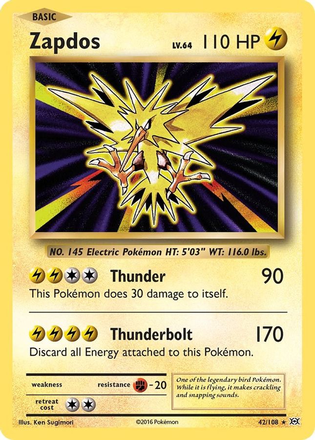 Buy Pokemon cards Australia - Zapdos Holo 42/108 - Premium Raw Card from Monster Mart - Pokémon Card Emporium - Shop now at Monster Mart - Pokémon Cards Australia. Evolutions, Holo, NEW 8 May, XY