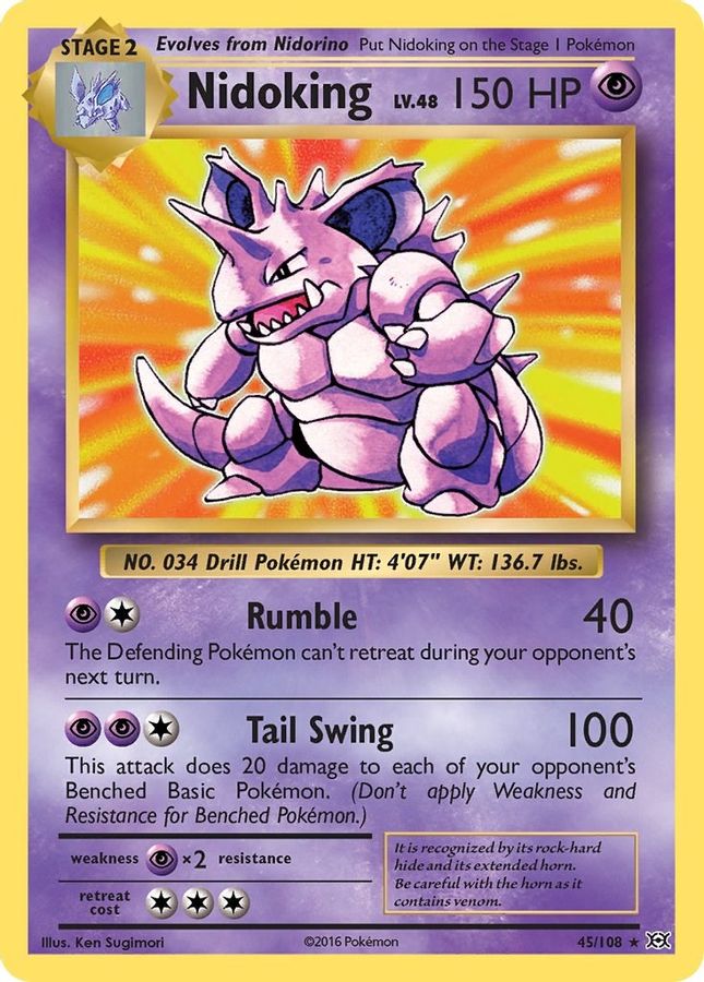 Buy Pokemon cards Australia - Nidoking Holo 45/108 - Premium Raw Card from Monster Mart - Pokémon Card Emporium - Shop now at Monster Mart - Pokémon Cards Australia. Evolutions, Holo, NEW 20 May, XY