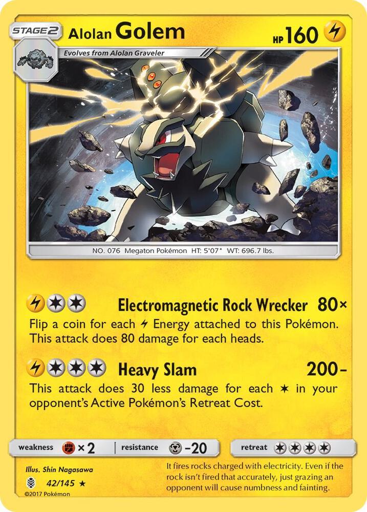 Buy Pokemon cards Australia - Golem Reverse Holo 42/145 - Premium Raw Card from Monster Mart - Pokémon Card Emporium - Shop now at Monster Mart - Pokémon Cards Australia. Guardians Rising, NEW 10 Oct, Reverse Holo, SM