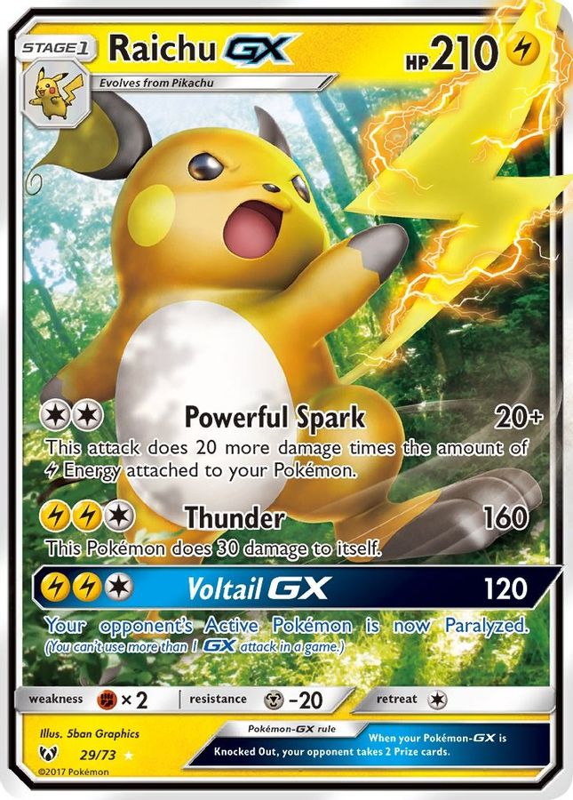 Buy Pokemon cards Australia - Raichu GX 29/73 - Premium Raw Card from Monster Mart - Pokémon Card Emporium - Shop now at Monster Mart - Pokémon Cards Australia. GX, NEW 8 May, Shining Legends