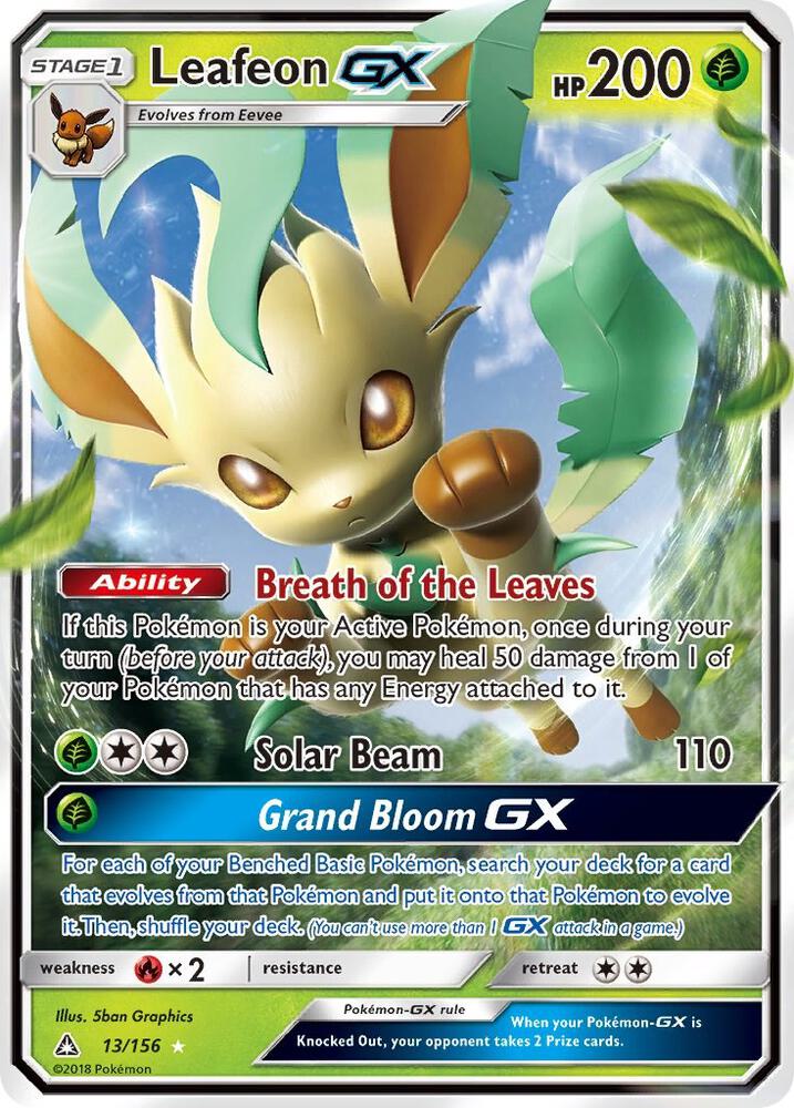 Buy Pokemon cards Australia - Leafeon GX 13/156 - Premium Raw Card from Monster Mart - Pokémon Card Emporium - Shop now at Monster Mart - Pokémon Cards Australia. GX, NEW 8 Aug, SM, Ultra Prism