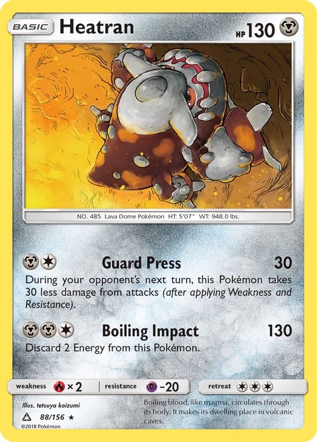 Buy Pokemon cards Australia - Heatran 88/156 - Premium Raw Card from Monster Mart - Pokémon Card Emporium - Shop now at Monster Mart - Pokémon Cards Australia. Holo Rare, New 8 Apr, SM, Ultra Prism