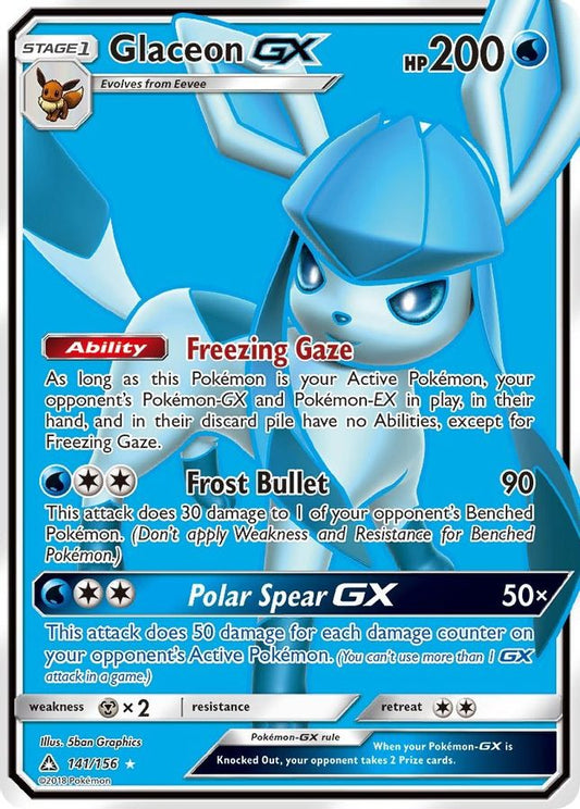 Buy Pokemon cards Australia - Glaceon GX 141/156 - Premium Raw Card from Monster Mart - Pokémon Card Emporium - Shop now at Monster Mart - Pokémon Cards Australia. Full Art, NEW 8 May, Ultra Prism