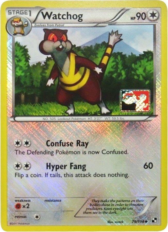 Buy Pokemon cards Australia - Watchog 79/114 League Promo - Premium Raw Card from Monster Mart - Pokémon Card Emporium - Shop now at Monster Mart - Pokémon Cards Australia. Championship Card, League Promo, NEW 7 Jun, Promo, Stamped