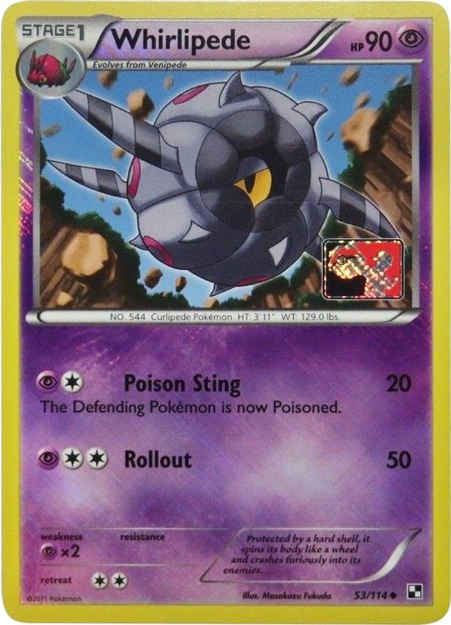 Buy Pokemon cards Australia - Whirlipede 53/114 League Promo - Premium Raw Card from Monster Mart - Pokémon Card Emporium - Shop now at Monster Mart - Pokémon Cards Australia. Championship Card, League Promo, NEW 7 Jun, Promo, Stamped