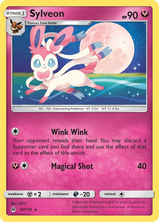 Buy Pokemon cards Australia - Sylveon Reverse Holo 87/131 - Premium Raw Card from Monster Mart - Pokémon Card Emporium - Shop now at Monster Mart - Pokémon Cards Australia. Forbidden Light, NEW 28 Aug, Reverse Holo, SM