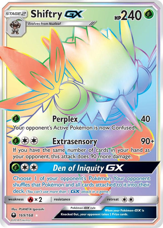 Buy Pokemon cards Australia - Shiftry GX 169/168 - Premium Raw Card from Monster Mart - Pokémon Card Emporium - Shop now at Monster Mart - Pokémon Cards Australia. Celestial Storm, GX, NEW 21 Nov, Rainbow, Secret Rare, SM