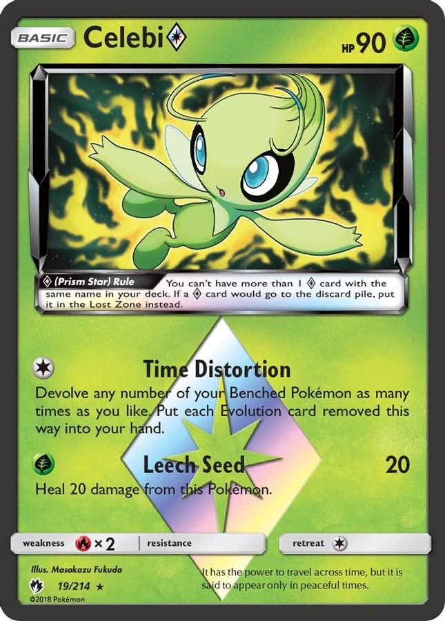 Buy Pokemon cards Australia - Celebi 19/214 - Premium Raw Card from Monster Mart - Pokémon Card Emporium - Shop now at Monster Mart - Pokémon Cards Australia. Lost Thunder, MMB50, New 8 Apr, Prism Star, SM