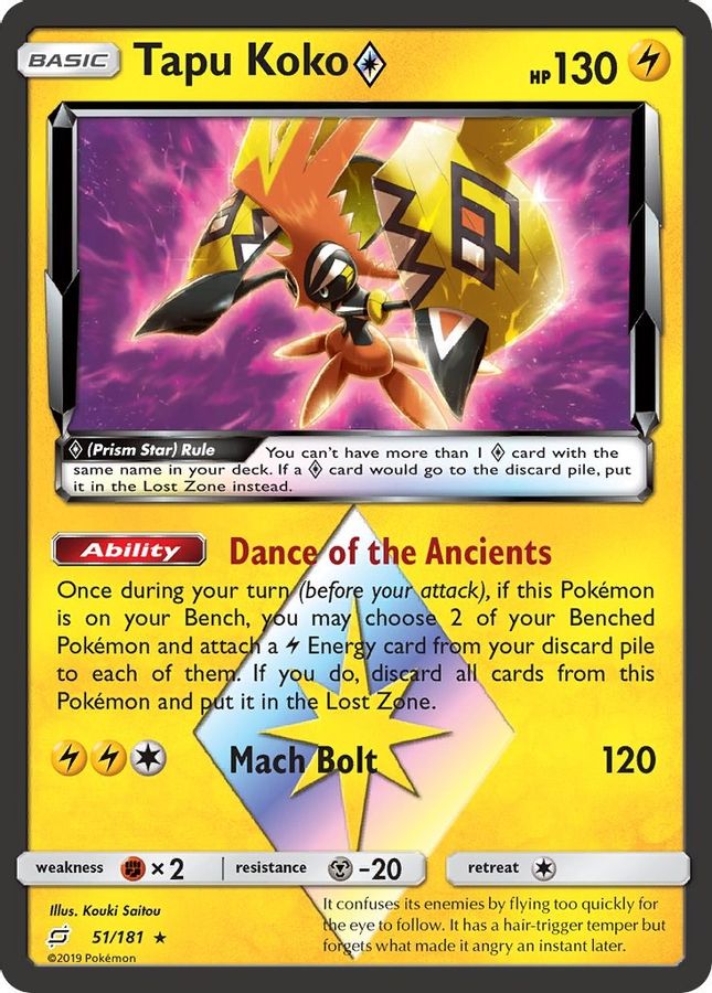 Buy Pokemon cards Australia - Tapu Koko Holo 51/181 - Premium Raw Card from Monster Mart - Pokémon Card Emporium - Shop now at Monster Mart - Pokémon Cards Australia. Holo, MMB40, New 11 Apr, Prism Star, SM, Team Up