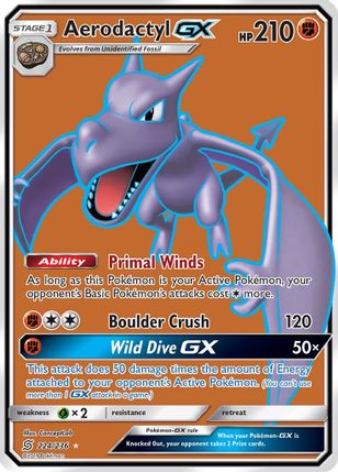 Buy Pokemon cards Australia - Aerodactyl GX 224/236 - Premium Raw Card from Monster Mart - Pokémon Card Emporium - Shop now at Monster Mart - Pokémon Cards Australia. Full Art, GX, NEW 19 Jun, SM, Unified Minds