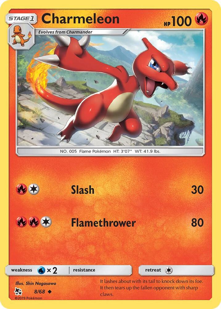 Buy Pokemon cards Australia - Charmeleon Reverse Holo 8/68 - Premium Raw Card from Monster Mart - Pokémon Card Emporium - Shop now at Monster Mart - Pokémon Cards Australia. Hidden Fates, NEW 22 Nov, Reverse Holo