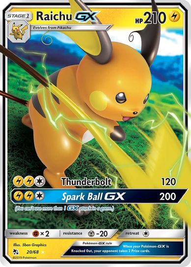 Buy Pokemon cards Australia - Raichu GX 20/68 - Premium Raw Card from Monster Mart - Pokémon Card Emporium - Shop now at Monster Mart - Pokémon Cards Australia. GX, Hidden Fates, New 21 Mar