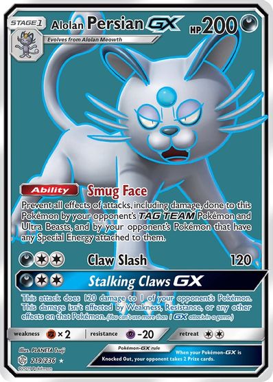 Buy Pokemon cards Australia - Persian GX 219/236 - Premium Raw Card from Monster Mart - Pokémon Card Emporium - Shop now at Monster Mart - Pokémon Cards Australia. Cosmic Eclipse, Full Art, GX, MMB10, New 21 Mar