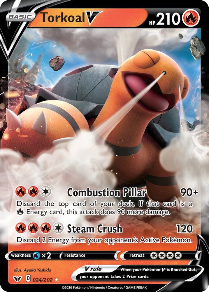 Buy Pokemon cards Australia - Torkoal V 024/202 - Premium Raw Card from Monster Mart - Pokémon Card Emporium - Shop now at Monster Mart - Pokémon Cards Australia. NEW 16 Aug, Sword & Shield, Sword & Shield Base Set