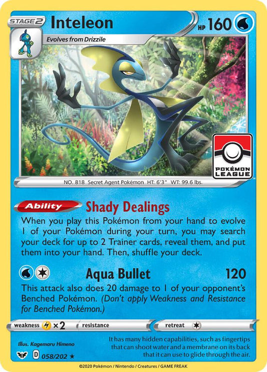 Buy Pokemon cards Australia - Inteleon 058/202 Pokemon League - Premium Raw Card from Monster Mart - Pokémon Card Emporium - Shop now at Monster Mart - Pokémon Cards Australia. Championship Card, NEW 12 Sep, Pokemon League, Promo