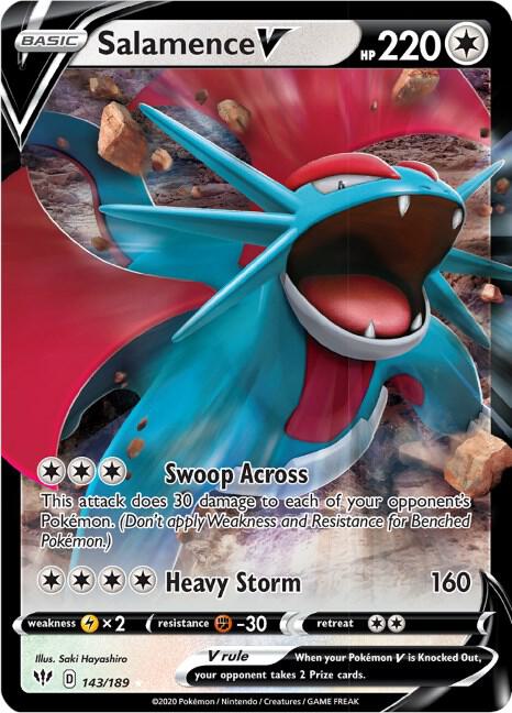 Buy Pokemon cards Australia - Salamence V 143/189 - Premium Raw Card from Monster Mart - Pokémon Card Emporium - Shop now at Monster Mart - Pokémon Cards Australia. Darkness Ablaze, NEW 22 Jul