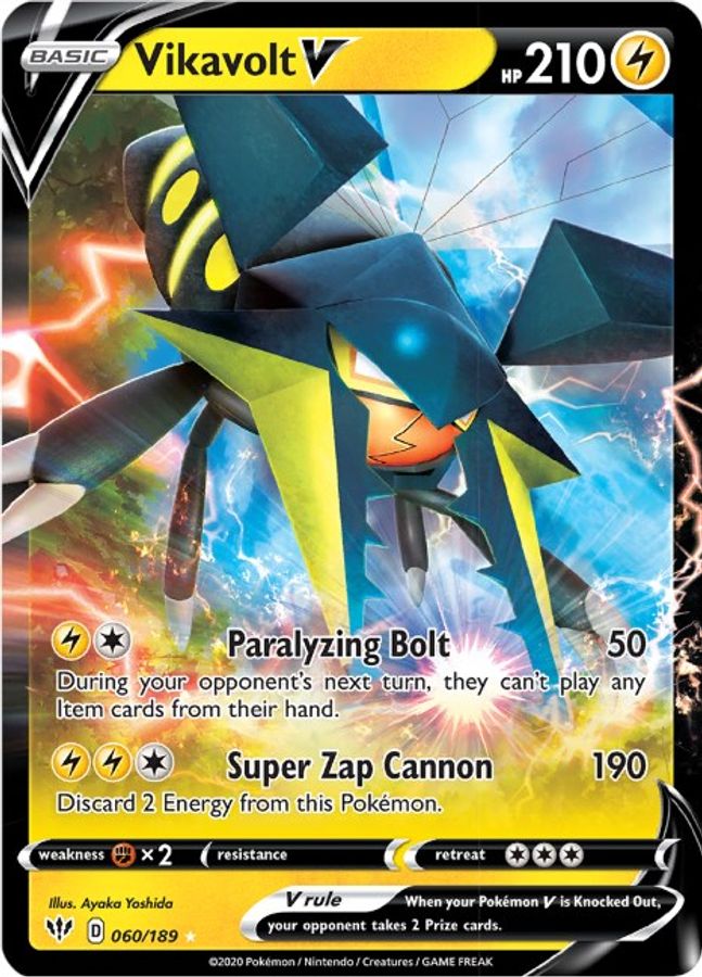 Buy Pokemon cards Australia - Vikavolt V 060/189 - Premium Raw Card from Monster Mart - Pokémon Card Emporium - Shop now at Monster Mart - Pokémon Cards Australia. Darkness Ablaze, NEW 27 Jun