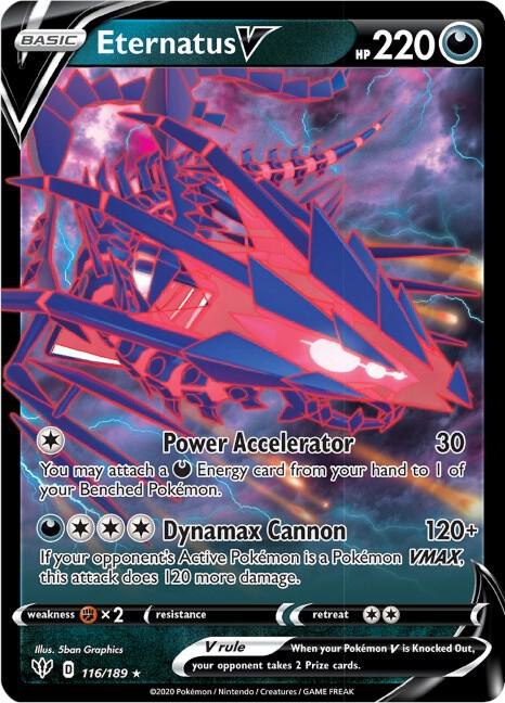 Buy Pokemon cards Australia - Eternatus V 116/189 - Premium Raw Card from Monster Mart - Pokémon Card Emporium - Shop now at Monster Mart - Pokémon Cards Australia. Darkness Ablaze, NEW 8 Aug