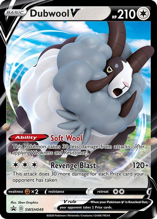 Buy Pokemon cards Australia - Dubwool V SWSH049 - Premium Raw Card from Monster Mart - Pokémon Card Emporium - Shop now at Monster Mart - Pokémon Cards Australia. NEW 20 May, Promo, Sword & Shield Promo