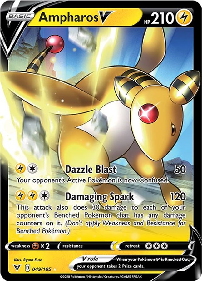 Buy Pokemon cards Australia - Ampharos V 049/185 - Premium Raw Card from Monster Mart - Pokémon Card Emporium - Shop now at Monster Mart - Pokémon Cards Australia. NEW 5 Jun, Vivid Voltage