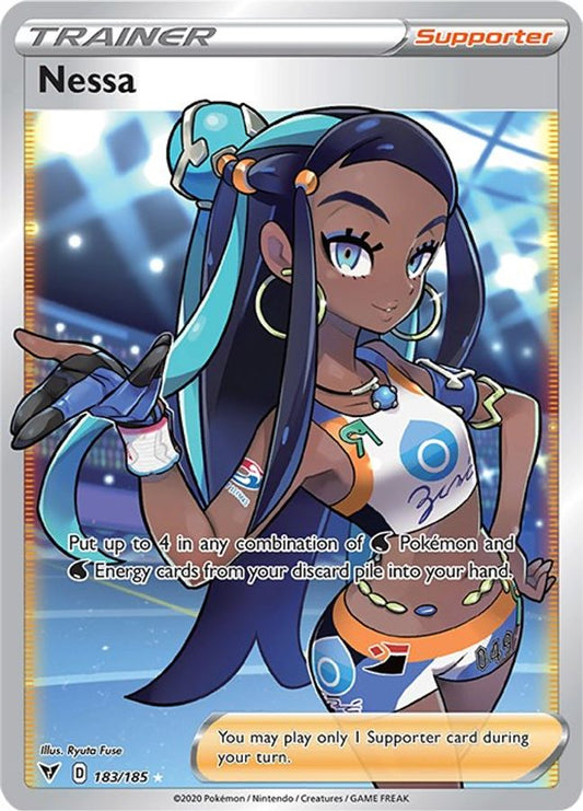 Buy Pokemon cards Australia - Nessa 183/185 - Premium Raw Card from Monster Mart - Pokémon Card Emporium - Shop now at Monster Mart - Pokémon Cards Australia. Full Art, New 24 Apr, Trainer, Ultra Rare, Vivid Voltage