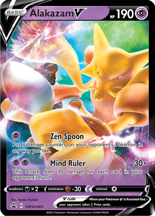 Buy Pokemon cards Australia - Alakazam V SWSH083 - Premium Raw Card from Monster Mart - Pokémon Card Emporium - Shop now at Monster Mart - Pokémon Cards Australia. NEW 20 May, Promo, Sword & Shield Promo