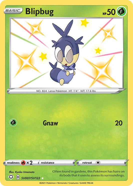 Buy Pokemon cards Australia - Blipbug SV007/SV122 - Premium Raw Card from Monster Mart - Pokémon Card Emporium - Shop now at Monster Mart - Pokémon Cards Australia. Baby Shiny, NEW 15 Jul, Shining Fates, Shiny Holo Rare, Shiny Vault