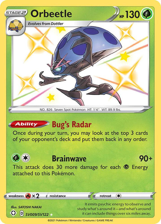 Buy Pokemon cards Australia - Orbeetle SV009/SV122 - Premium Raw Card from Monster Mart - Pokémon Card Emporium - Shop now at Monster Mart - Pokémon Cards Australia. Baby Shiny, NEW 15 Jul, Shining Fates, Shiny Holo Rare, Shiny Vault