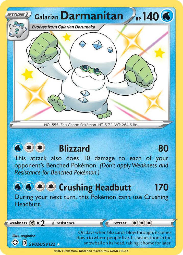 Buy Pokemon cards Australia - Darmanitan SV024/SV122 - Premium Raw Card from Monster Mart - Pokémon Card Emporium - Shop now at Monster Mart - Pokémon Cards Australia. Baby Shiny, NEW 23 Sep, Shining Fates, Shiny Holo Rare, Shiny Vault