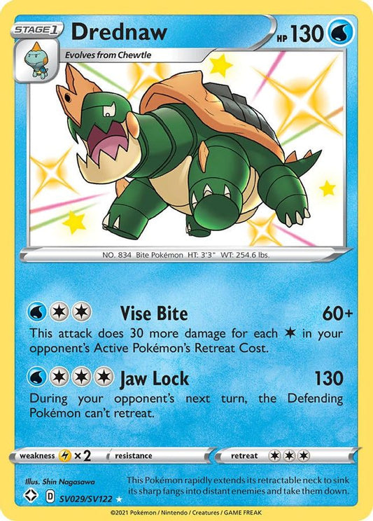 Buy Pokemon cards Australia - Drednaw SV029/SV122 - Premium Raw Card from Monster Mart - Pokémon Card Emporium - Shop now at Monster Mart - Pokémon Cards Australia. Baby Shiny, NEW 8 May, Shining Fates, Shiny Holo Rare, Shiny. Vault