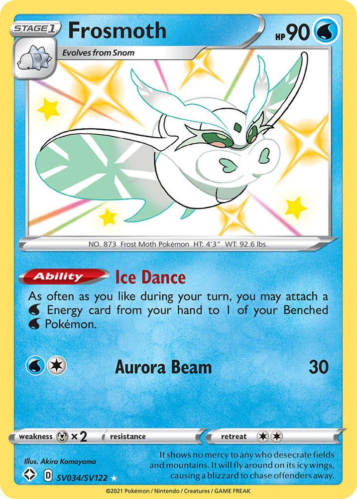 Buy Pokemon cards Australia - Frosmoth SV034/SV122 - Premium Raw Card from Monster Mart - Pokémon Card Emporium - Shop now at Monster Mart - Pokémon Cards Australia. Baby Shiny, NEW 15 Jul, Shining Fates, Shiny Holo Rare, Shiny Vault