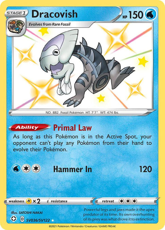 Buy Pokemon cards Australia - Dracovish SV036/SV122 - Premium Raw Card from Monster Mart - Pokémon Card Emporium - Shop now at Monster Mart - Pokémon Cards Australia. Baby Shiny, NEW 23 Sep, Shining Fates, Shiny Holo Rare, Shiny Vault