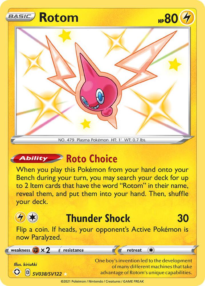 Buy Pokemon cards Australia - Rotom SV038/SV122 - Premium Raw Card from Monster Mart - Pokémon Card Emporium - Shop now at Monster Mart - Pokémon Cards Australia. Baby Shiny, NEW 22 Jul, Shining Fates, Shiny Holo Rare, Shiny Vault