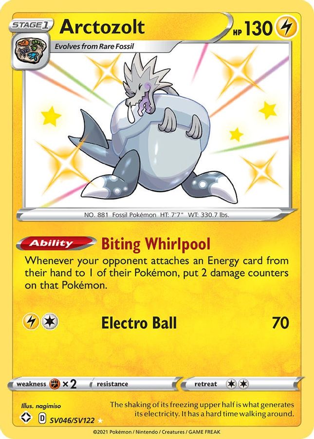 Buy Pokemon cards Australia - Arctozolt SV046/SV122 - Premium Raw Card from Monster Mart - Pokémon Card Emporium - Shop now at Monster Mart - Pokémon Cards Australia. Baby Shiny, NEW 8 May, Shining Fates, Shiny Holo Rare, Shiny. Vault