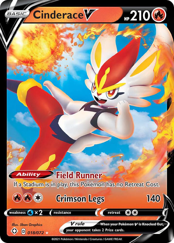 Buy Pokemon cards Australia - Cinderace V 018/072 - Premium Raw Card from Monster Mart - Pokémon Card Emporium - Shop now at Monster Mart - Pokémon Cards Australia. NEW 22 Jul, Shining Fates