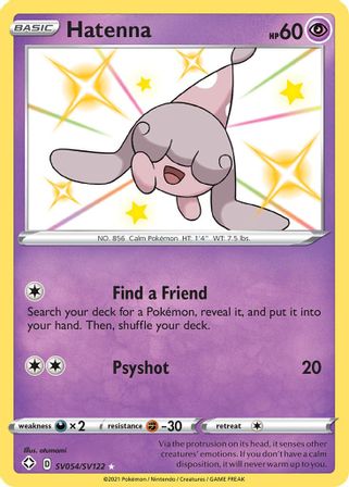 Buy Pokemon cards Australia - Hatenna SV054/SV122 - Premium Raw Card from Monster Mart - Pokémon Card Emporium - Shop now at Monster Mart - Pokémon Cards Australia. Baby Shiny, New 17 Apr, Shining Fates, Shiny Holo Rare, Shiny Vault