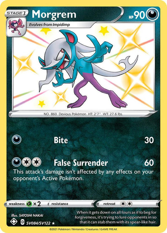 Buy Pokemon cards Australia - Morgrem SV084/SV122 - Premium Raw Card from Monster Mart - Pokémon Card Emporium - Shop now at Monster Mart - Pokémon Cards Australia. Baby Shiny, NEW 23 Sep, Shining Fates, Shiny Holo Rare, Shiny Vault