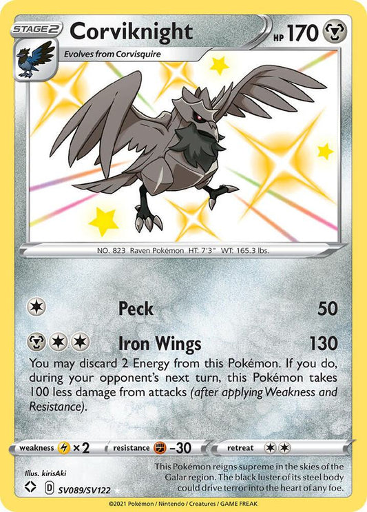 Buy Pokemon cards Australia - Corviknight SV089/SV122 - Premium Raw Card from Monster Mart - Pokémon Card Emporium - Shop now at Monster Mart - Pokémon Cards Australia. Baby Shiny, NEW 15 Jul, Shining Fates, Shiny Holo Rare, Shiny Vault