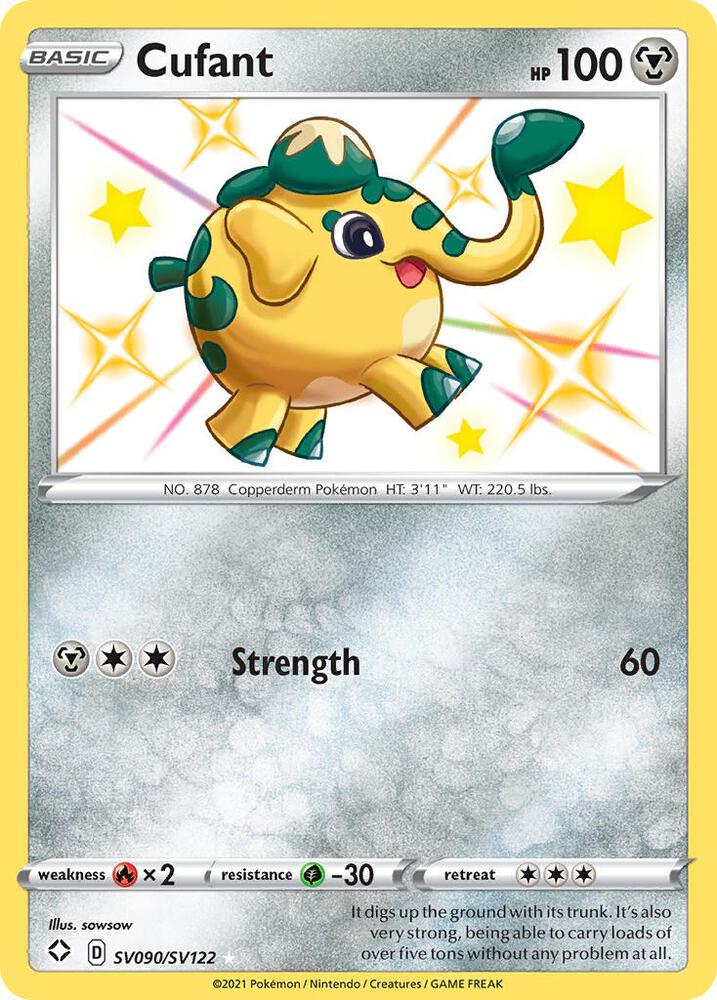 Buy Pokemon cards Australia - Cufant SV090/SV122 - Premium Raw Card from Monster Mart - Pokémon Card Emporium - Shop now at Monster Mart - Pokémon Cards Australia. Baby Shiny, NEW 22 Jul, Shining Fates, Shiny Holo Rare, Shiny Vault