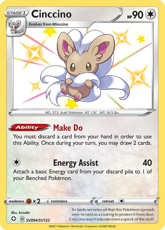 Buy Pokemon cards Australia - Cinccino SV094/SV122 - Premium Raw Card from Monster Mart - Pokémon Card Emporium - Shop now at Monster Mart - Pokémon Cards Australia. Baby Shiny, NEW 23 Sep, Shining Fates, Shiny Holo Rare, Shiny Vault