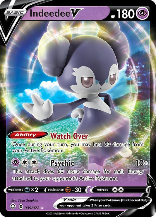 Buy Pokemon cards Australia - Indeedee V 039/072 - Premium Raw Card from Monster Mart - Pokémon Card Emporium - Shop now at Monster Mart - Pokémon Cards Australia. NEW 30 May, Shining Fates