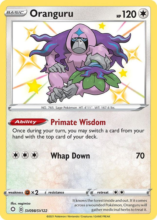 Buy Pokemon cards Australia - Oranguru SV098/SV122 - Premium Raw Card from Monster Mart - Pokémon Card Emporium - Shop now at Monster Mart - Pokémon Cards Australia. Baby Shiny, NEW 8 May, Shining Fates, Shiny Holo Rare, Shiny. Vault