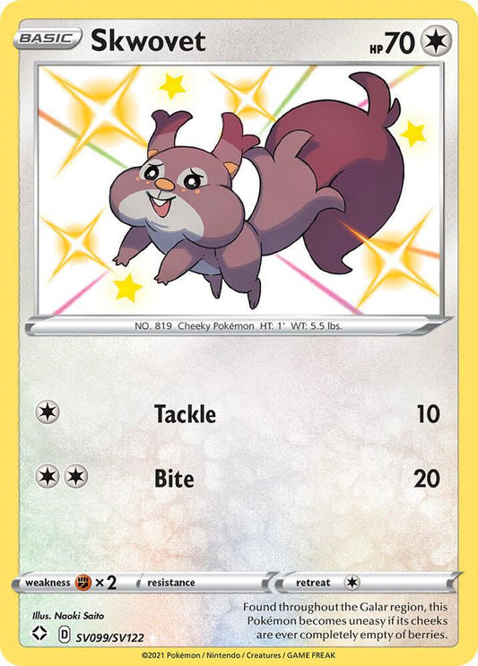 Buy Pokemon cards Australia - Skwovet SV099/SV122 - Premium Raw Card from Monster Mart - Pokémon Card Emporium - Shop now at Monster Mart - Pokémon Cards Australia. Baby Shiny, NEW 15 Jul, Shining Fates, Shiny Holo Rare, Shiny Vault