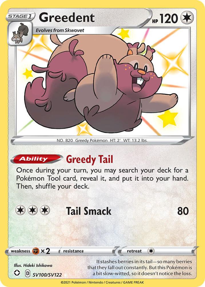 Buy Pokemon cards Australia - Greedent SV100/SV122 - Premium Raw Card from Monster Mart - Pokémon Card Emporium - Shop now at Monster Mart - Pokémon Cards Australia. Baby Shiny, NEW 23 Sep, Shining Fates, Shiny Holo Rare, Shiny Vault