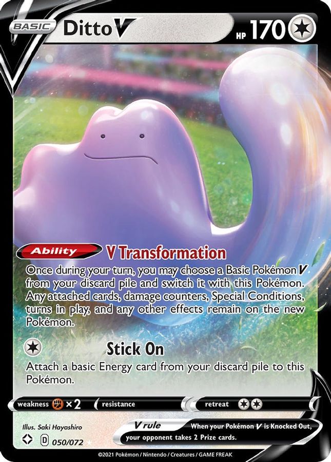 Buy Pokemon cards Australia - Ditto V 050/072 - Premium Raw Card from Monster Mart - Pokémon Card Emporium - Shop now at Monster Mart - Pokémon Cards Australia. NEW 30 May, Shining Fates