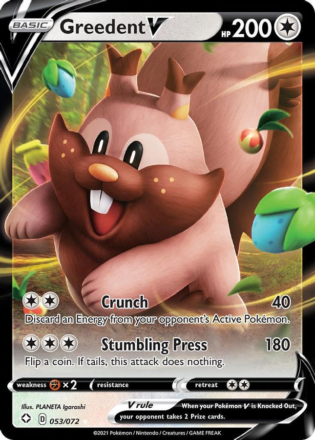 Buy Pokemon cards Australia - Greedent V 053/072 - Premium Raw Card from Monster Mart - Pokémon Card Emporium - Shop now at Monster Mart - Pokémon Cards Australia. NEW 20 May, Shining Fates