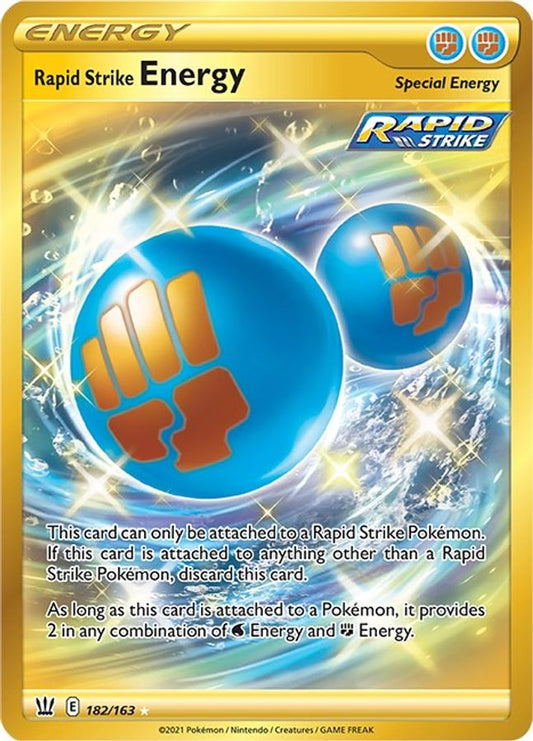 Buy Pokemon cards Australia - Rapid Strike Energy 182/163 - Premium Raw Card from Monster Mart - Pokémon Card Emporium - Shop now at Monster Mart - Pokémon Cards Australia. Battle Styles, Energy, Gold, NEW 30 May, Secret Rare